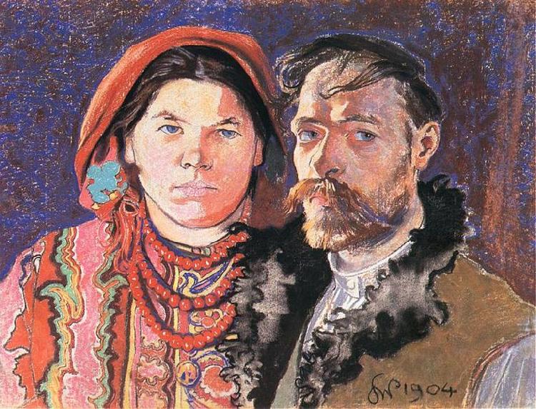 Stanislaw Wyspianski Self Portrait with Wife at the Window, oil painting picture
